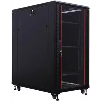 IT-BUDGET 19-palcový serverový rack SRK - 27U - 800x1000 mm - sklenené/ocelové dvere - káblové kanály - Flatpack - čierny 90ITB19SRK27810GSN