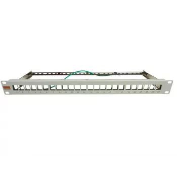IT-BUDGET 19 palcový 24-portový Keystone patch panel, 1U, neosadený, svetlosivá 90ITBMT24PORTG
