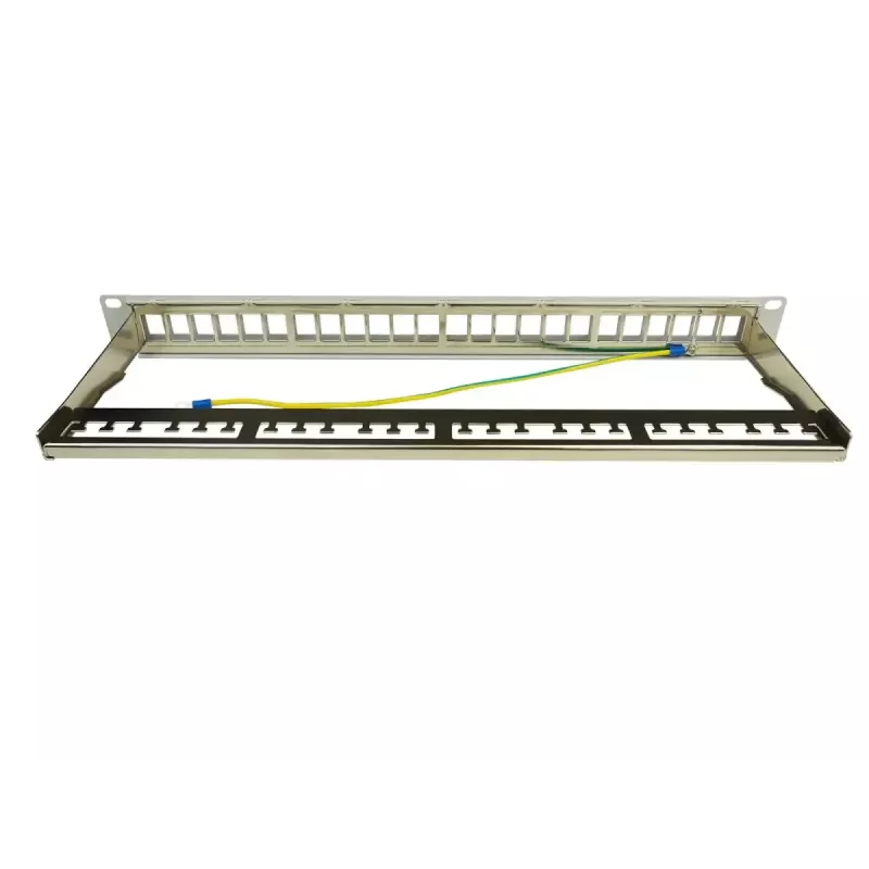 IT-BUDGET 19 palcový 24-portový Keystone patch panel, 1U, neosadený, svetlosivá 90ITBMT24PORTG