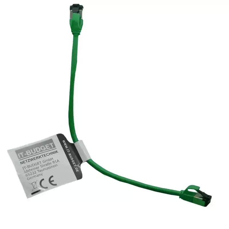 IT-BUDGET Cat.8.1 Slim patch kábel, S/FTP, 40 Gbps, 2000 MHz, zelený, 0,15 m 90ITBSLIM81PK015GR