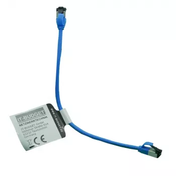 IT-BUDGET Cat.8.1 Slim Ethernet patch kábel, S/FTP, 40Gbps, 2000MHz, LSZH, PoE+, modrý, 0,5m 90ITBSLIM81PK050B