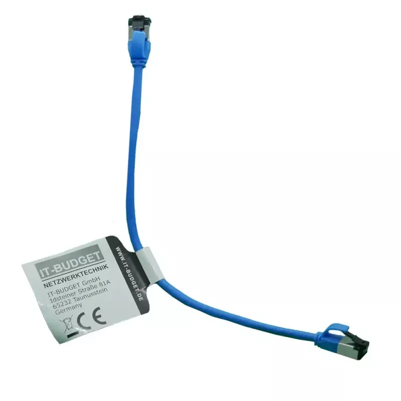 IT-BUDGET Cat.8.1 Slim Ethernet patch kábel, S/FTP, 40Gbps, 2000MHz, LSZH, PoE+, modrý, 0,5m 90ITBSLIM81PK050B