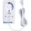 M-E MODERN-ELECTRONICS ME WA-5 detektor vody s integrovanou zásuvkou, 230V, 2m senzorový kábel, akustický alarm >85dB, červený LED, prepínanie Schuko zásuvky 16A