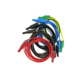 HT INSTRUMENTS KIT TLS-5 sada bezpečnostných meracích vodičov, 5 vodičov, 2 m, 4mm banánové konektory chránené proti dotyku, CAT IV 600V / CAT III 1000V, 16 A, silikón, červená/čierna/modrá/zelená/žltá 2008250