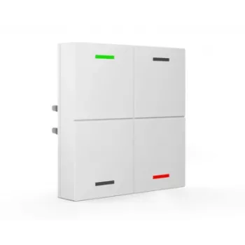 MDT BE-TAL63T4.01 KNX sklenený tlačidlový senzor 4-násobný s RGBW stavovými LED, teplotnými, približovacími a jasovými senzormi, Studio White lesklá
