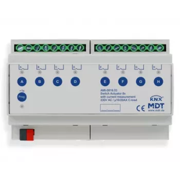 MDT AMI-0816.03 KNX spínací akčný člen, 8-kanálový, 16/20 A, 230 V, 8 TE, DIN lišta