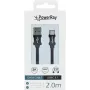 PowerRay dátový kábel PR-DCUC200TBK, USB-A na USB-C, 2,0 m, textilný čierny, blister