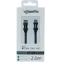 PowerRay USB-C na Lightning MFi pletený kábel 2m čierny PR-DCCL200TBK