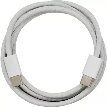 PowerRay USB-C na USB-C dátový a nabíjací kábel, 60W PD, nylonový oplet, 1m, biela, Bulk 4260357351156