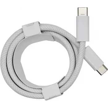 PowerRay USB-C na USB-C 240W nylonový oplet kábel, 2m, biela, Bulk 4260357351163