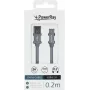 PowerRay dátový kábel PR-DCUC020TGY, USB-A na USB-C, 0,2 m, textil sivý, blister