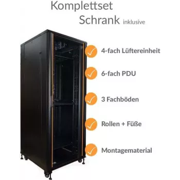 IT-BUDGET 19 palcový serverový rack SRK kompletná sada 42U 800x1000 mm čierny predmontovaný
