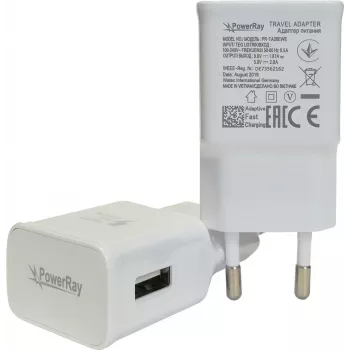 PowerRay nabíjačka PR-TA20EWE, EU špecifikácia 2-pólová s CE, 2000mAH, biela, bulk (PR-TA20EWE)