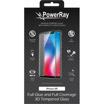 PowerRay Ultra Durable 3D Full Glue sklenená ochranná fólia displeja pre iPhone XR, čierna PR-3DFGIPHXRBL