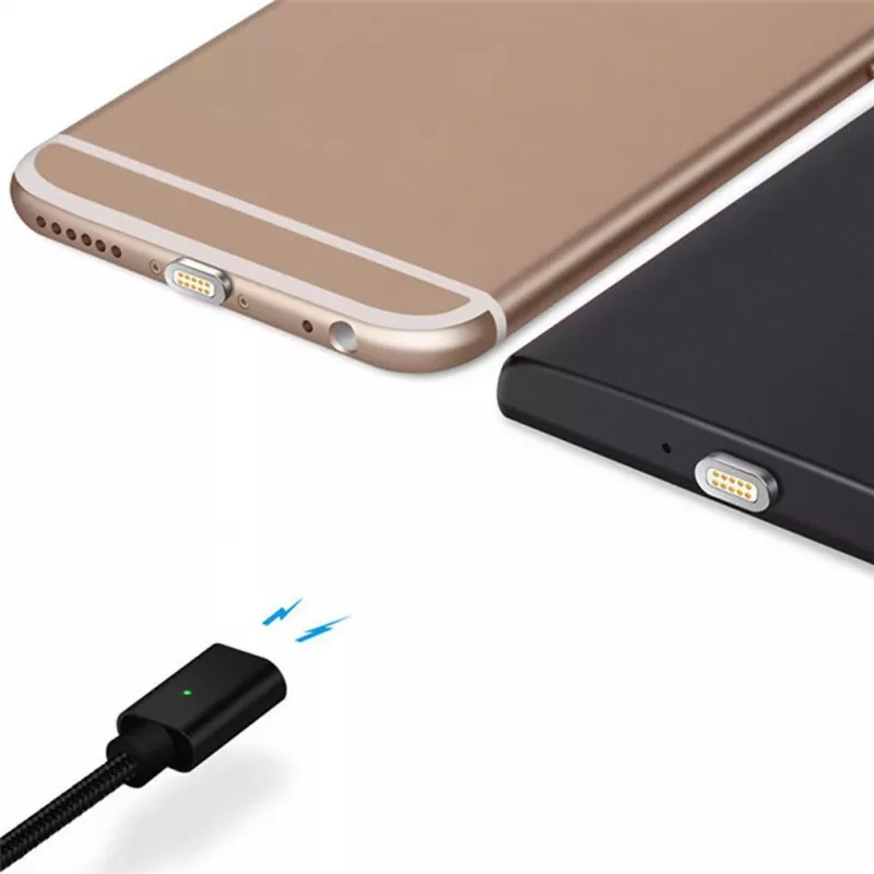 CYOO magnetický USB nabíjací a dátový kábel – 2-in-1 Micro USB & Lightning na USB – 1m – čierny