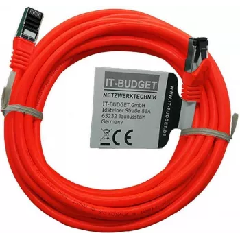 IT-BUDGET Cat.8.1 S/FTP patch kábel, 5 m, červený, 40 Gbps, plná meď, LSZH, PoE+ 90ITBFLEX81PK5R