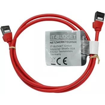 IT-BUDGET Cat.8.1 Slim Ethernet patch kábel, S/FTP, 40 Gbps, 2000 MHz, LSZH, PoE+, červený, 1 m 90ITBSLIM81PK1R
