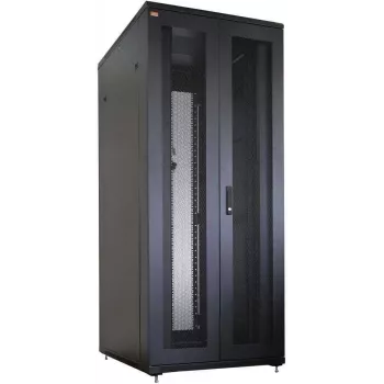 IT-BUDGET 19-palcový serverový rozvádzač kompletná sada, 42U, 800x1000 mm, perforované dvojité dvere vpredu & vzadu, 4 aktívne ventilátory, PDU, police, Flatpack, čierny 90ITB19SRK42810DTS