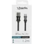 PowerRay PR-DCUL120TBK USB-A na Lightning MFi certifikovaný opletený nylonový dátový a nabíjací kábel, 1,2 m, čierny
