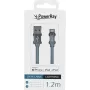 PowerRay USB na Lightning MFi textilný kábel 1,2 m textilná sivá PR-DCUL120TGY