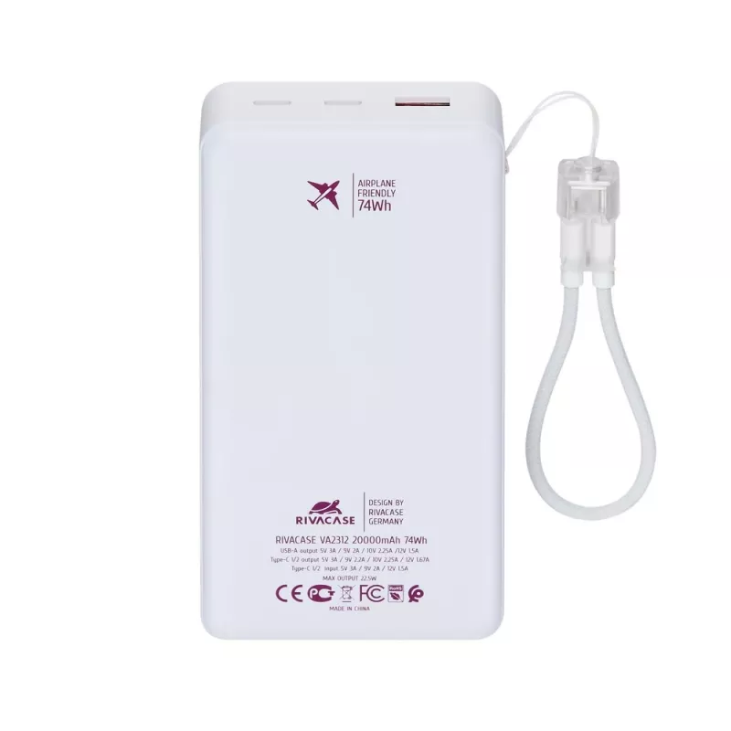 Rivacase VA2312 powerbank 20000 mAh 22,5W biela