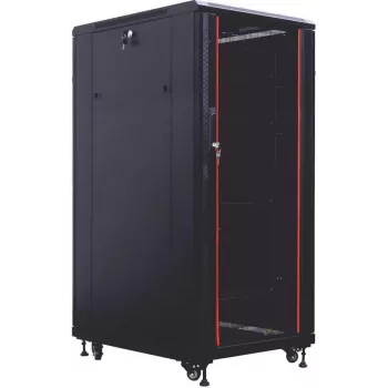 IT-BUDGET 19-palcový serverový rozvádzač SRK - 27 HE - ŠxH 800x800 mm - presklené/plné plechové dvere - káblové kanály - Flatpack - čierna (90ITB19SRK2788GSN)