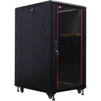 IT-BUDGET 19 palcový serverový rack SRK - 27U - 800x1000 mm - sklo/oceľové dvere - káblové kanály - zmontované - čierna 99ITB19SRK27810GSNM