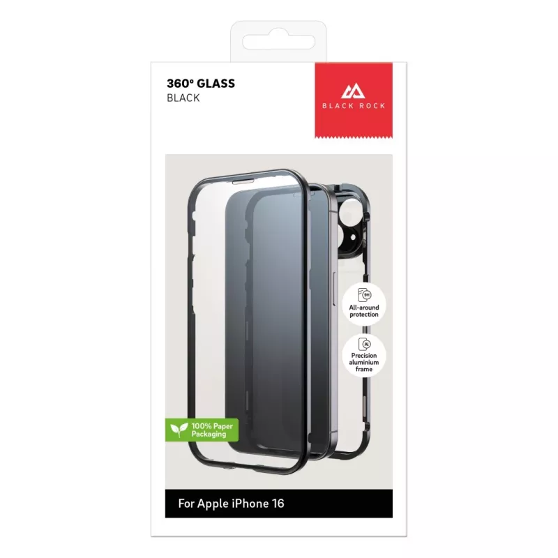 Black Rock Cover 360° sklo pre Apple iPhone 16, čierna 00228084