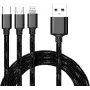 CYOO 3-in-1 USB nabíjací a dátový kábel – Micro USB, USB-C, Lightning – čierna