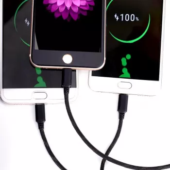 CYOO 3-in-1 USB nabíjací a dátový kábel – Micro USB, USB-C, Lightning – čierna