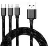 CYOO 3-in-1 USB nabíjací a dátový kábel – Micro USB, USB-C, Lightning – čierna