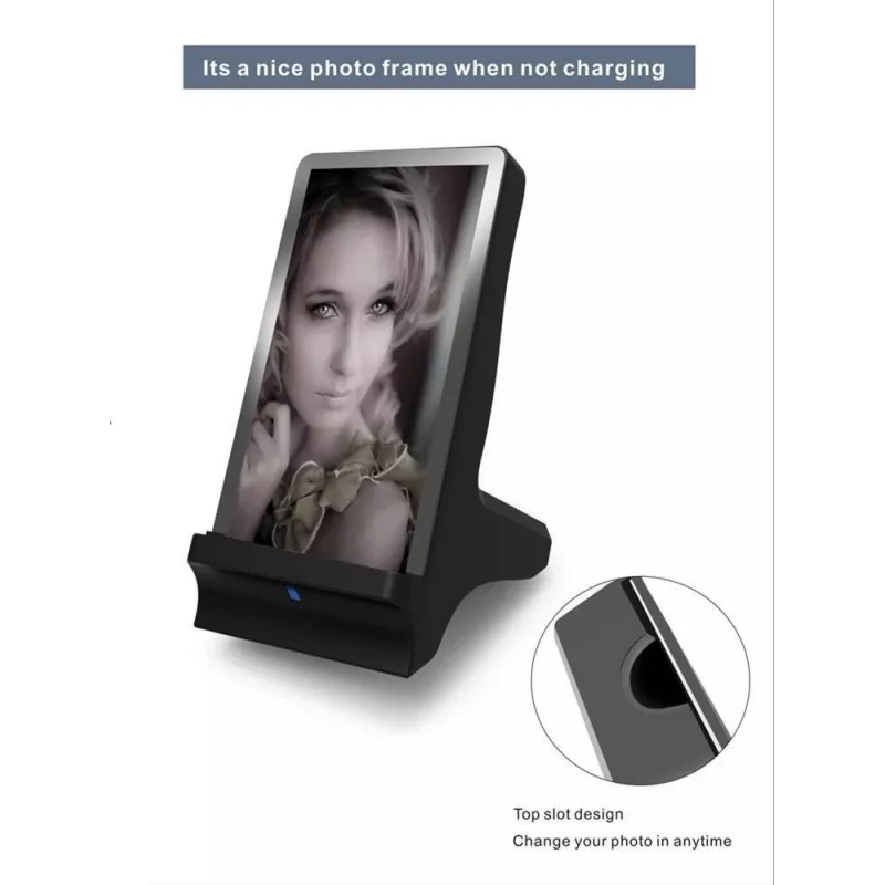 CYOO 2-in-1 fotorámik a Qi bezdrôtová nabíjačka – biela
