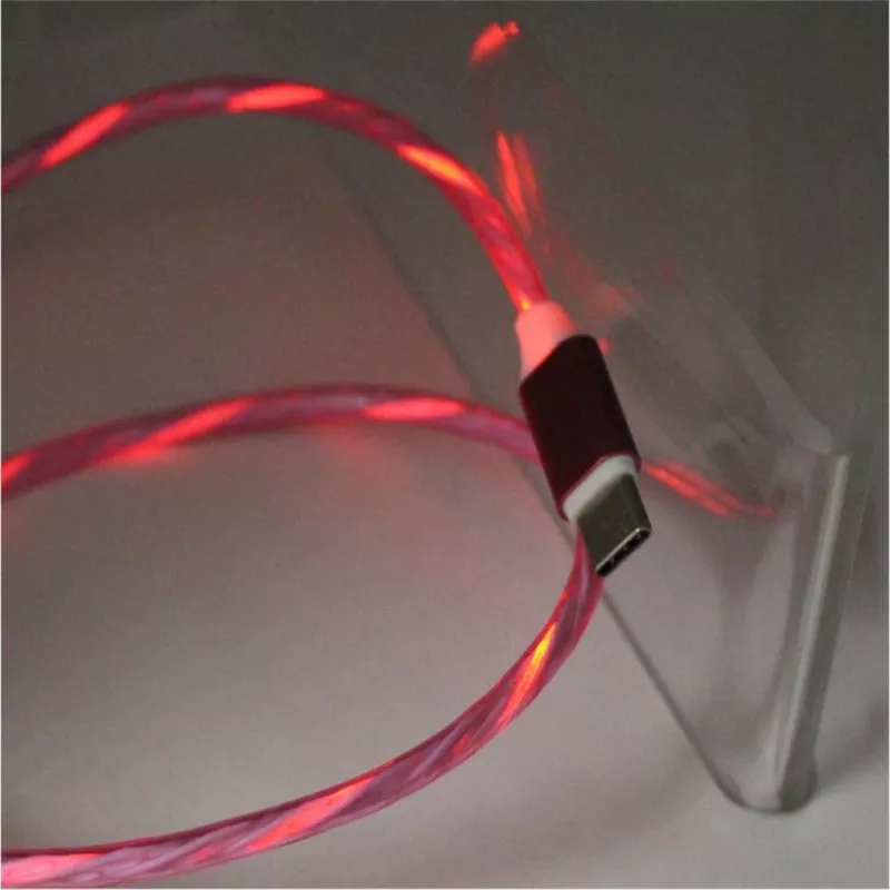 CYOO Flow Light Micro-USB nabíjací kábel 1m ružový s efektom tečúceho svetla CY121350