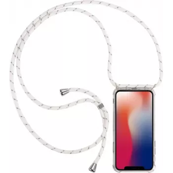CYOO puzdro s náhrdelníkom a šnúrkou pre iPhone 12/12 Pro 6,1 palca – biele silikónové CY122106