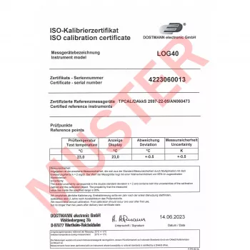 TFA Dostmann LOG40 ISO kalibrovaný teplotný dátový logger USB PDF, -40 až +60 °C