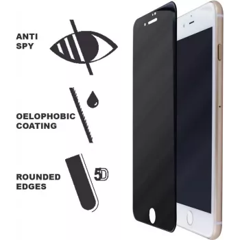 CYOO Privacy 5D pancierová sklenená ochranná fólia displeja pre Apple iPhone 8 Plus – čierna