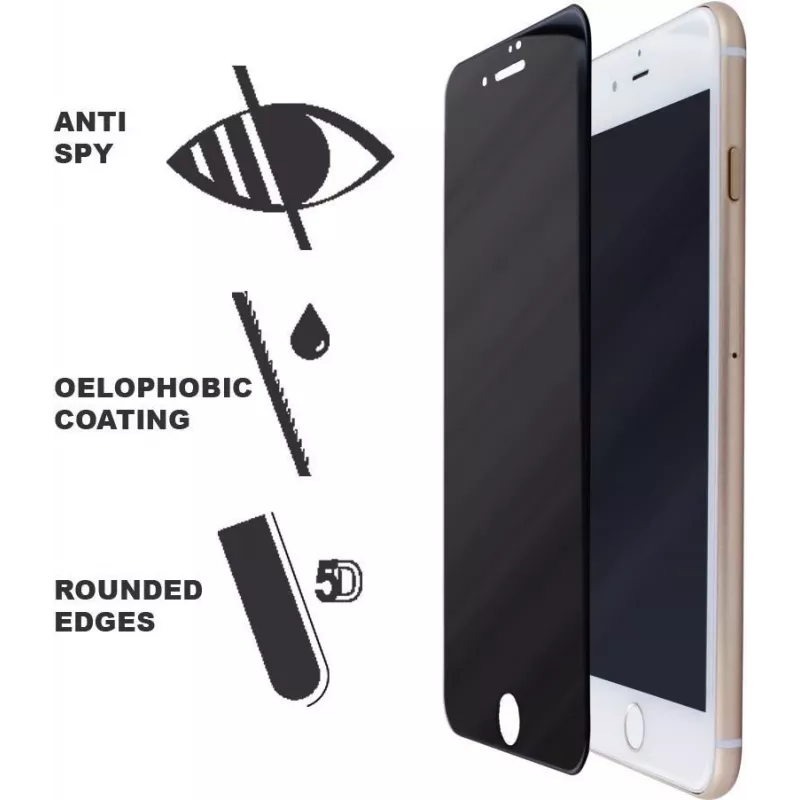 CYOO Privacy 5D pancierová sklenená ochranná fólia displeja pre Apple iPhone 8 Plus – čierna