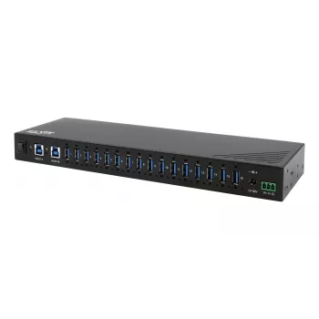 EXSYS EX-11236HMS 16-portový USB 3.2 Gen 1 priemyselný hub s 15KV ESD ochranou, nástenná a DIN lištová montáž