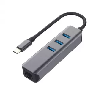 EXSYS EX-1133-N-3 USB 3.2 Gen 1 hub s 3x USB-A konektormi a Gigabit Ethernet (USB-C)