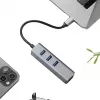 EXSYS EX-1133-N-3 USB 3.2 Gen 1 hub s 3x USB-A konektormi a Gigabit Ethernet (USB-C)