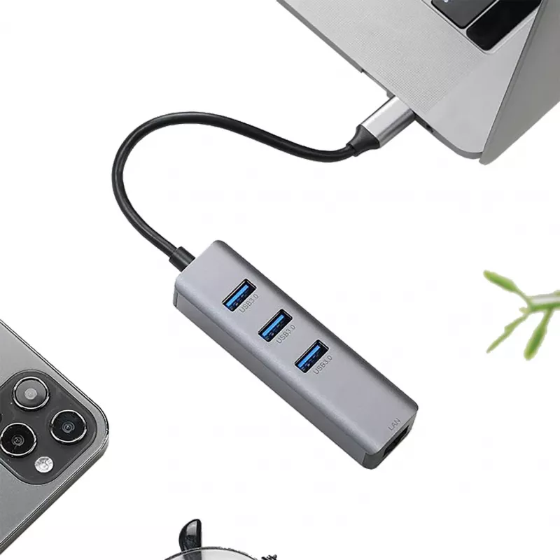 EXSYS EX-1133-N-3 USB 3.2 Gen 1 hub s 3x USB-A konektormi a Gigabit Ethernet (USB-C)