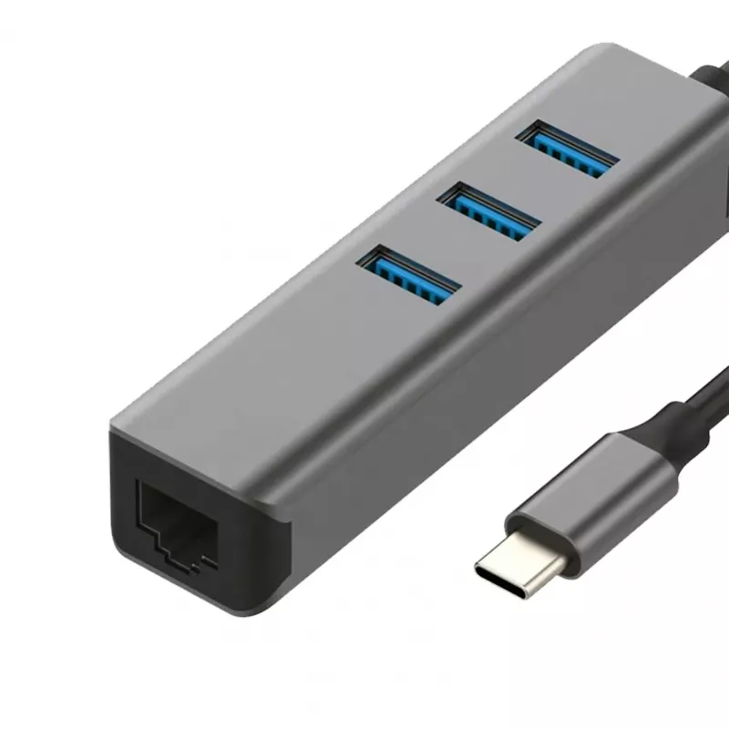 EXSYS EX-1133-N-3 USB 3.2 Gen 1 hub s 3x USB-A konektormi a Gigabit Ethernet (USB-C)