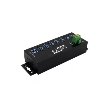EXSYS USB 3.2 Gen1 7-portový priemyselný hub so sadou pre DIN lištu a 15kV ESD ochranou (EX-1187HMVS-2)