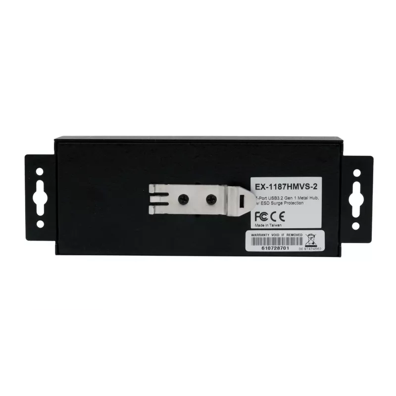 EXSYS USB 3.2 Gen1 7-portový priemyselný hub so sadou pre DIN lištu a 15kV ESD ochranou (EX-1187HMVS-2)