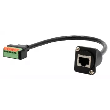 EXSYS EX-49161 D-typ RJ45 konektor samica na 8-pinový svorkovnicový adaptér s tlačidlom, CAT.5e, 20 cm