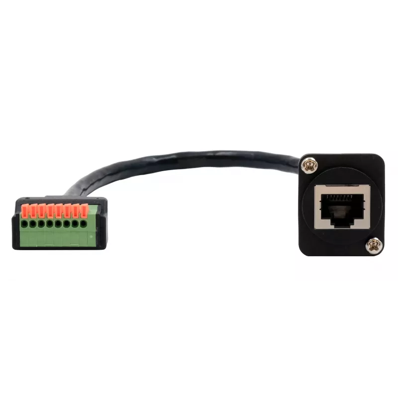 EXSYS EX-49161 D-typ RJ45 konektor samica na 8-pinový svorkovnicový adaptér s tlačidlom, CAT.5e, 20 cm