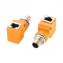 EXSYS EX-49502 M12 A-kódovaný 8-pólový konektor samec na RJ45 konektor samica 90° priemyselný Ethernet adaptér