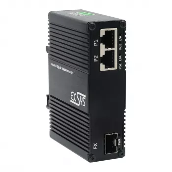 EXSYS EX-60344 2-port PoE++ media converter 90W, SFP, -40°C až +80°C