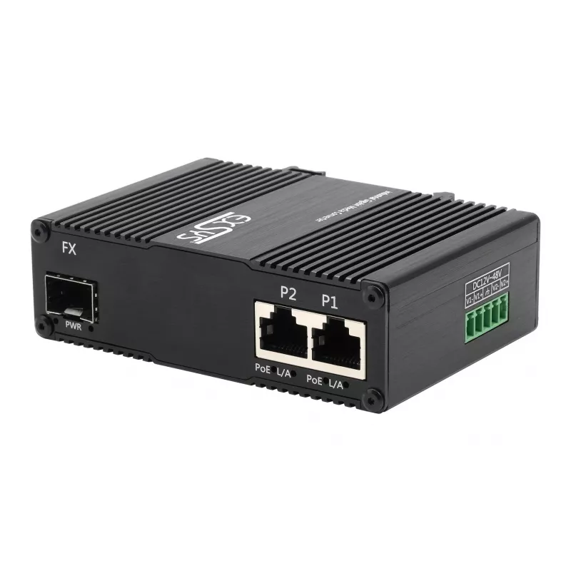 EXSYS EX-60344 2-port PoE++ media converter 90W, SFP, -40°C až +80°C