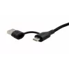 EXSYS EX-K1404 2-in-1 na 3-in-1 USB-C/A na USB-C/Micro B/Lightning nylonový opletený multi nabíjací a dátový kábel, 1,2m, čierny